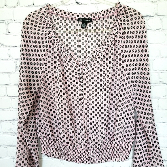 INC International Concepts Tops - INC International Concepts Sheer Geometric Pattern Blouson Style Blouse--NWT--M